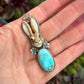Laura Mears Rabbit Hare Pale Royston Turquoise Pendant with Succulents