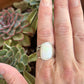 White Opal Moon and Stars Ring size 8.5