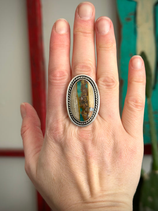 Royston Ribbon Turquoise Ring in size 8.75 to 9