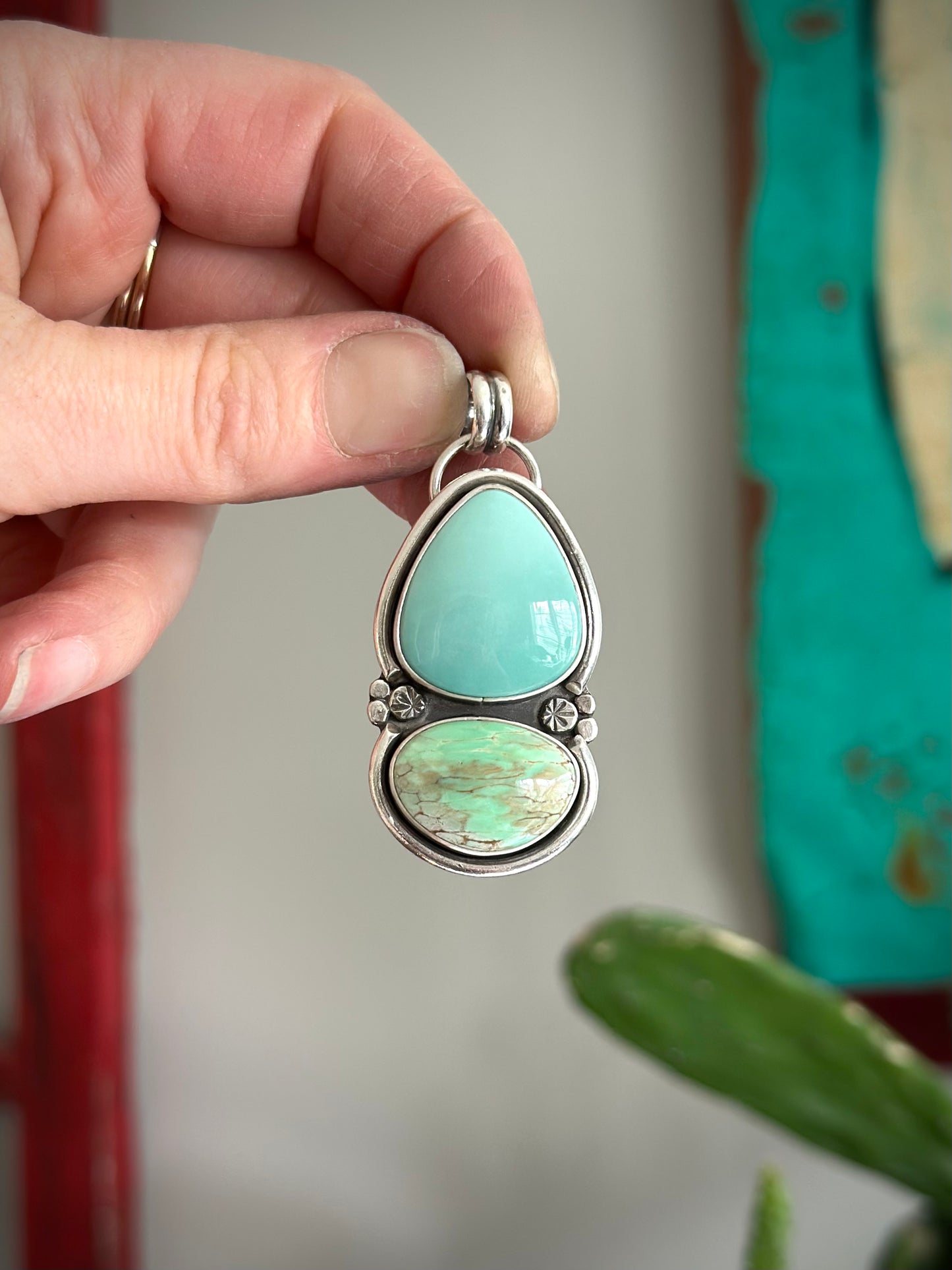 Desert Bloom + Australian Variscite Color Totem Pendant