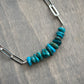 Sierra Nevada Turquoise Bead Paperclip Necklace Heavy v5