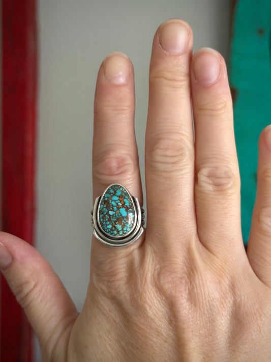 Patagonia Turquoise Art Deco Ring size 8.75