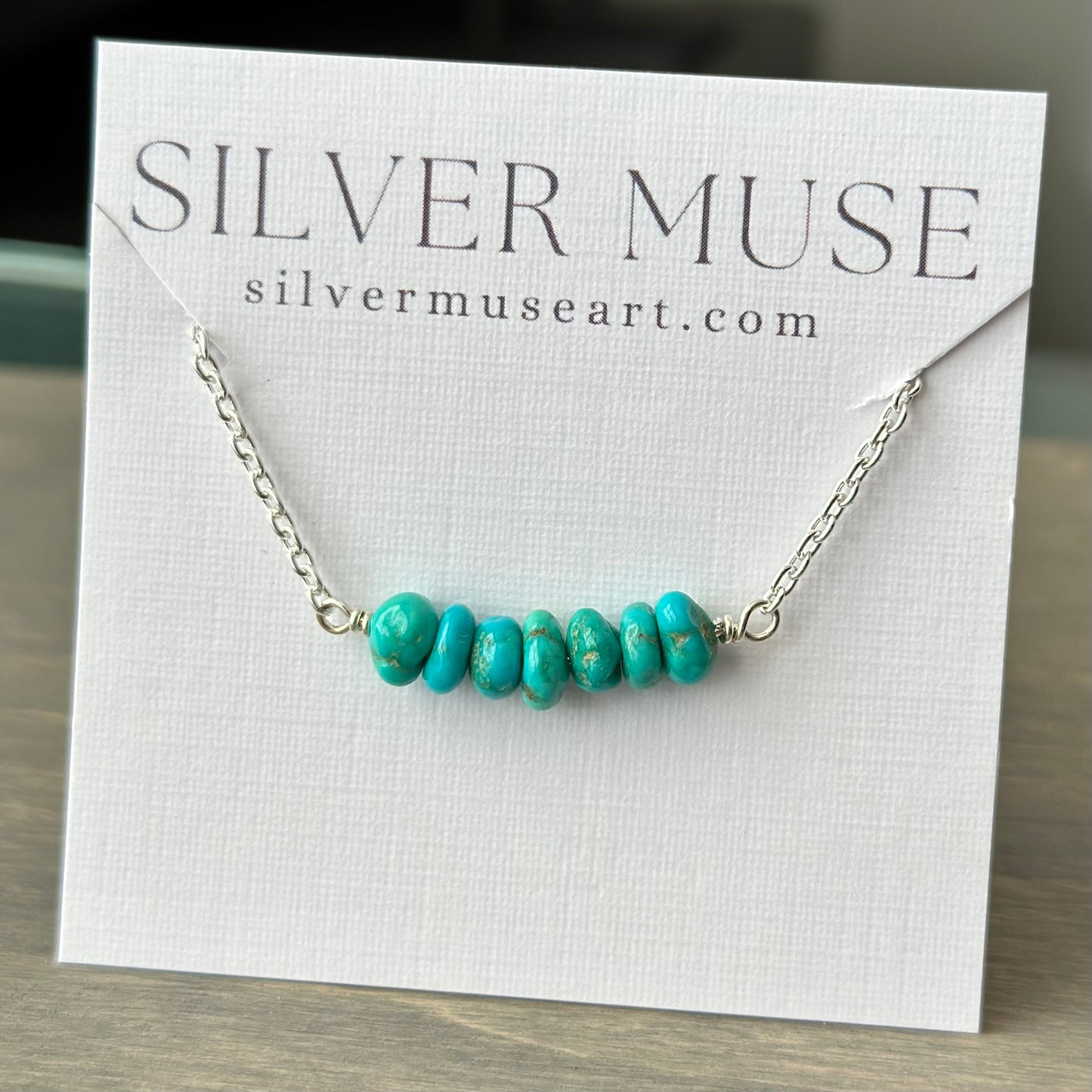 Turquoise Mountain Turquoise Bar Necklace in Sterling Silver