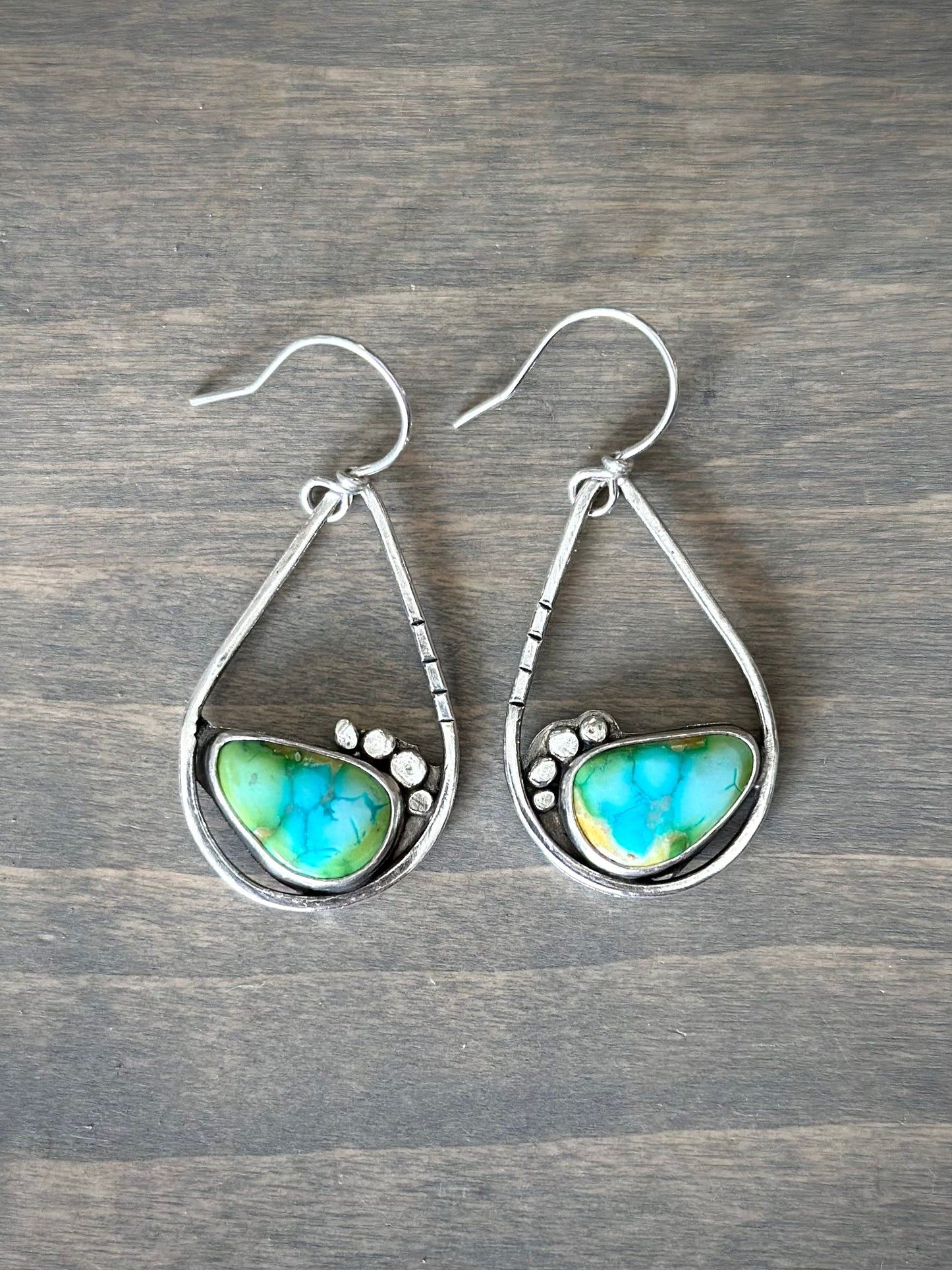 Sonoran Turquoise Teardrop Hoop Earrings in Blue-Green