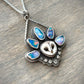 Opal Crowned Athena Laura Mears Owl Pendant in Purple + Blue