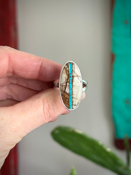 Royston Ribbon Turquoise Ring in size 9.5