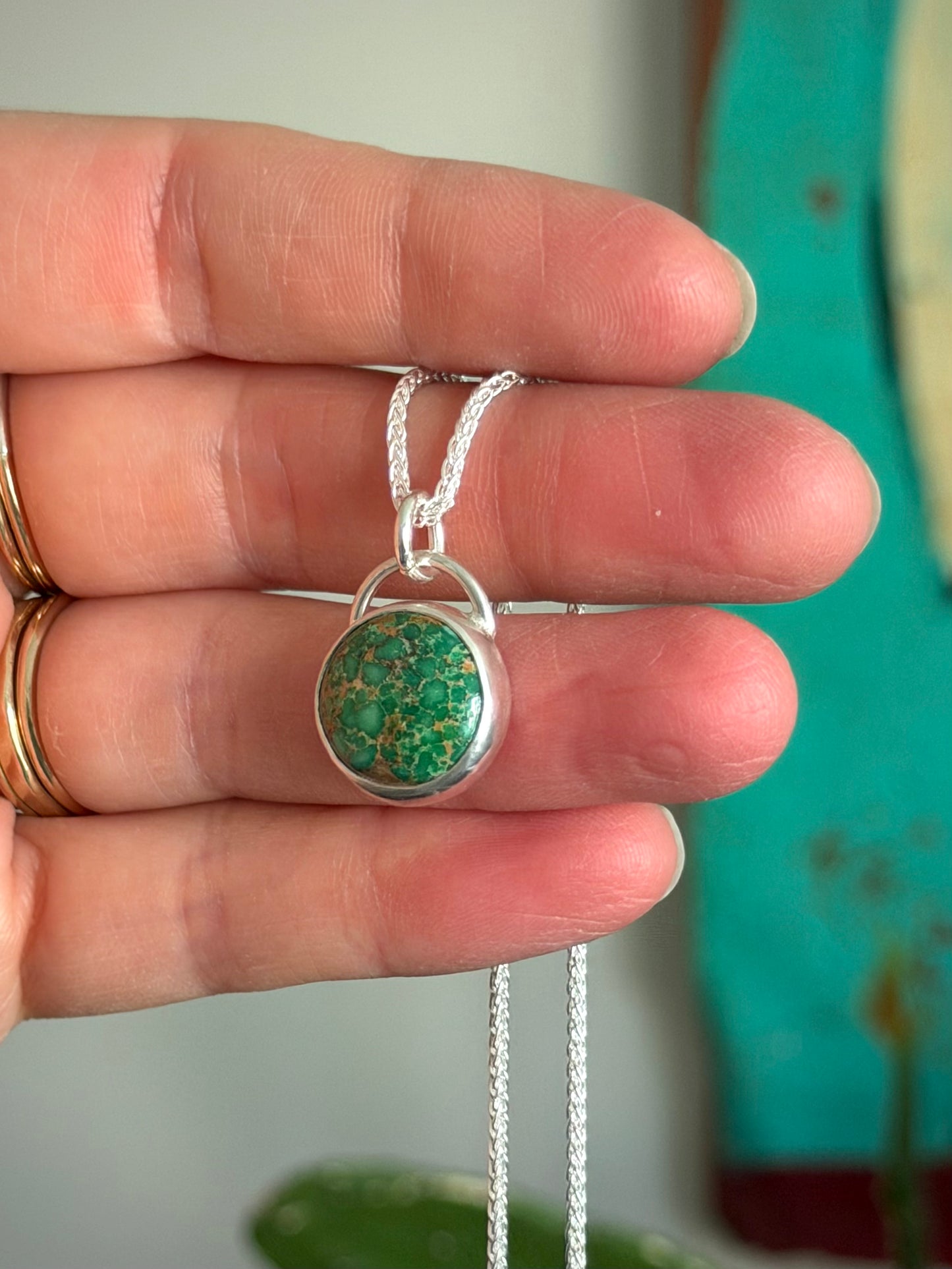 Patagonia Turquoise Round Twist Pendant in Green