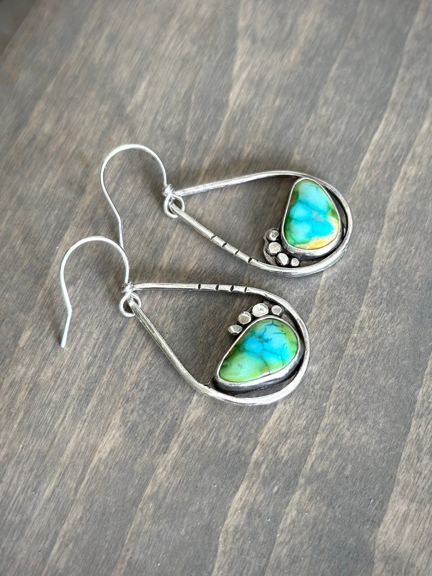 Sonoran Turquoise Teardrop Hoop Earrings in Blue-Green