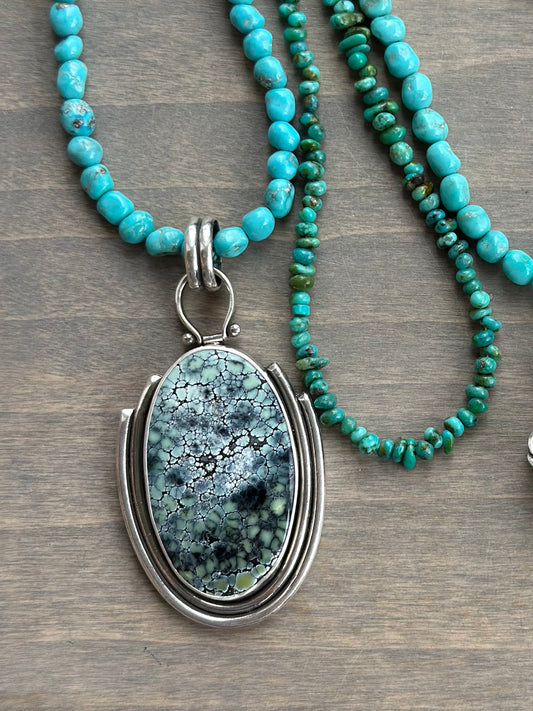 New Lander Variscite Art Deco Pendant Natural and High Grade