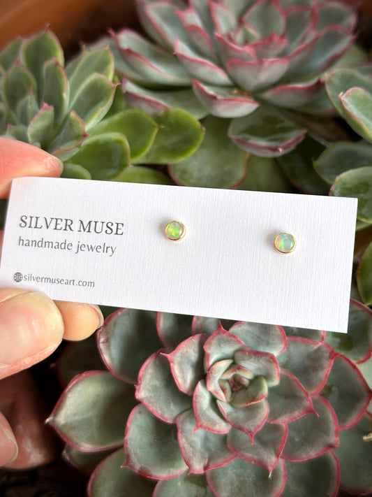 Ethiopian Opal Stud Earrings in 14k Gold Fill