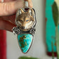 High Grade Royston Turquoise Laura Mears Wolf Pendant with Succulents