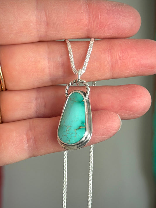 Natural Kingman Turquoise Twist Pendant