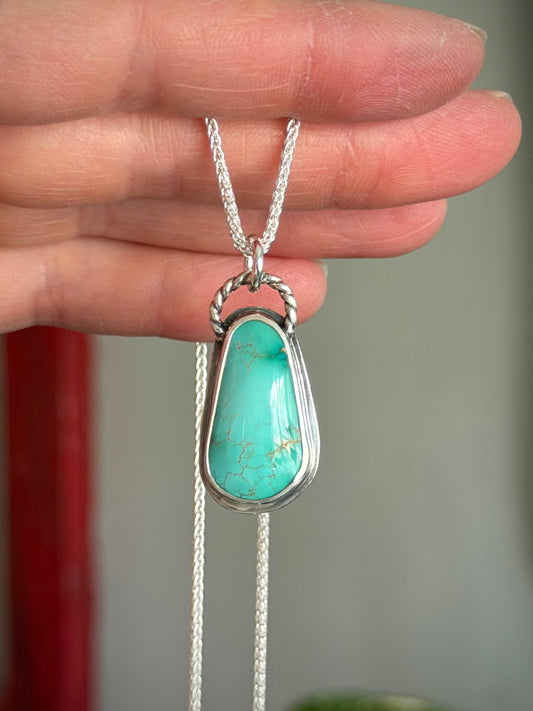 Natural Kingman Turquoise Twist Pendant