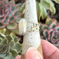 White Opal Moon and Stars Ring size 8.5