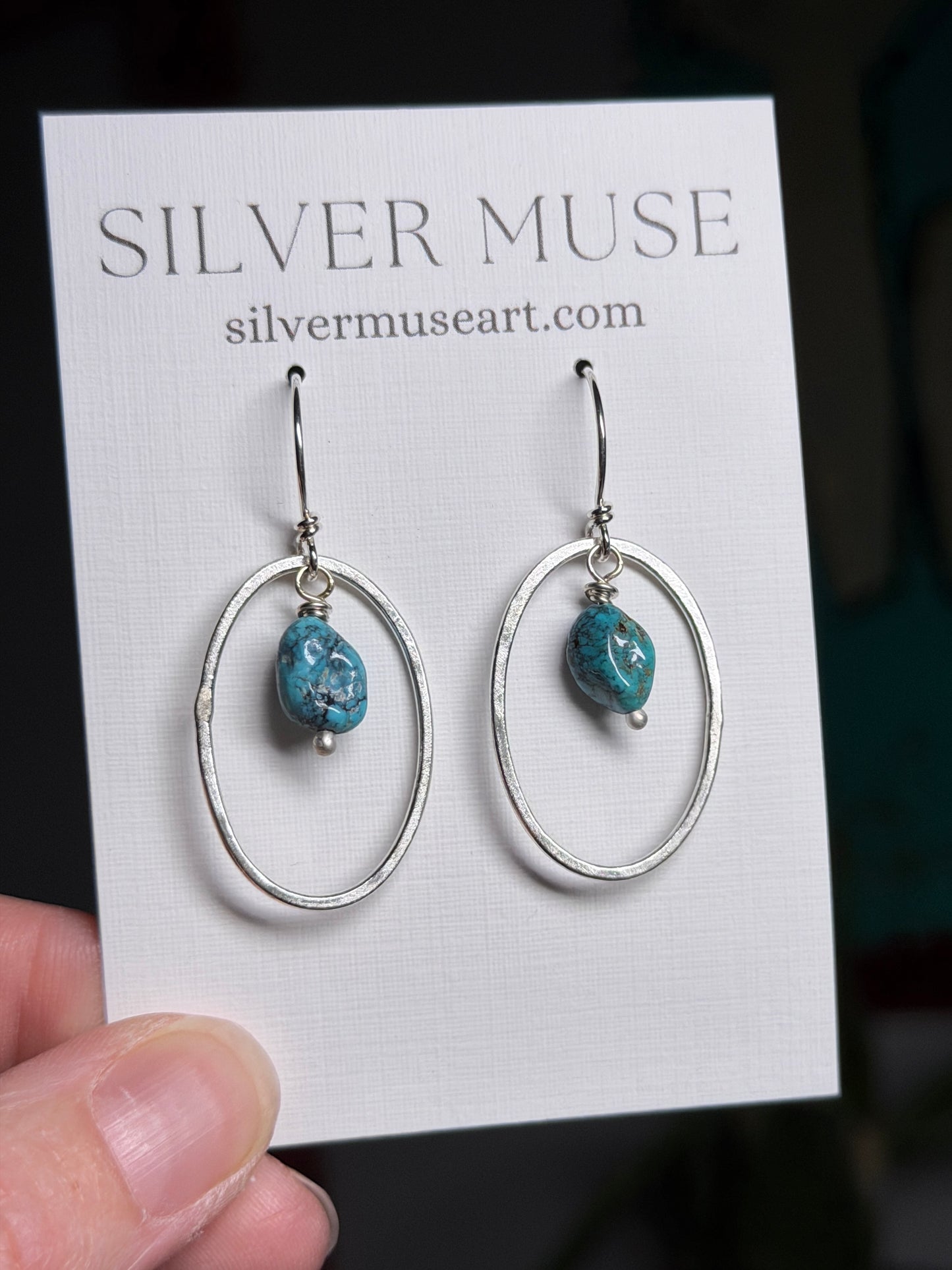 Blue Moon Turquoise Bead + Hoop Dangle Earrings