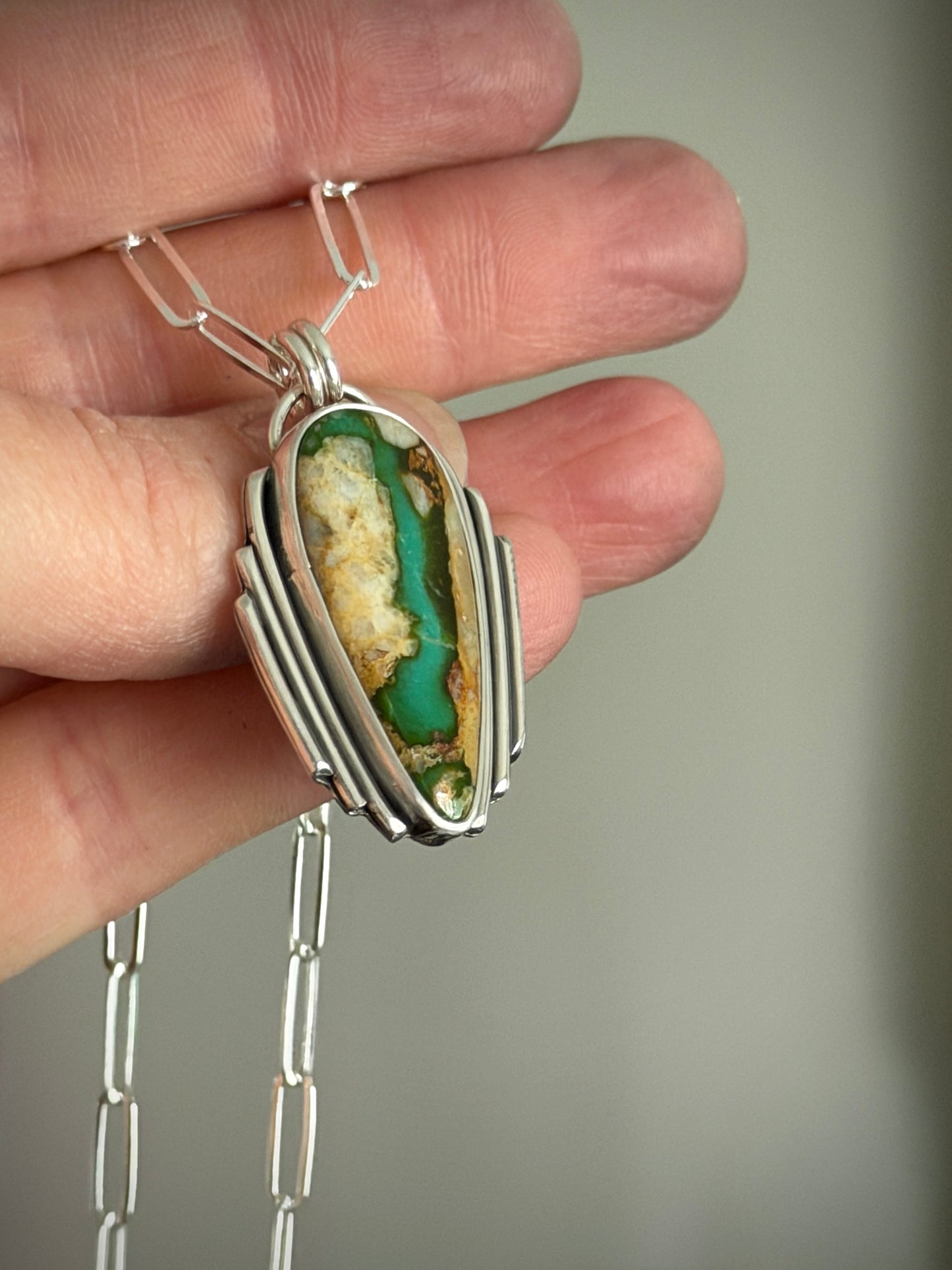 Royston Ribbon Turquoise Art Deco Pendant v2
