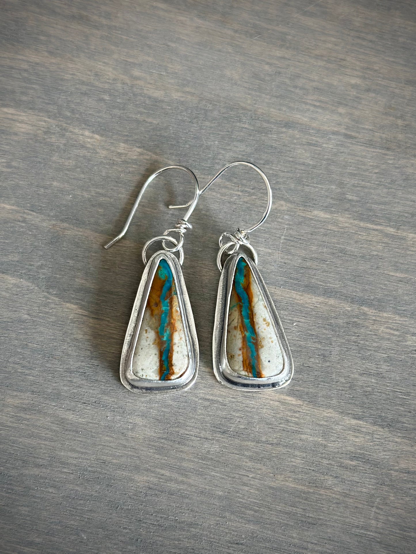 Triangular Royston Ribbon Turquoise Earrings