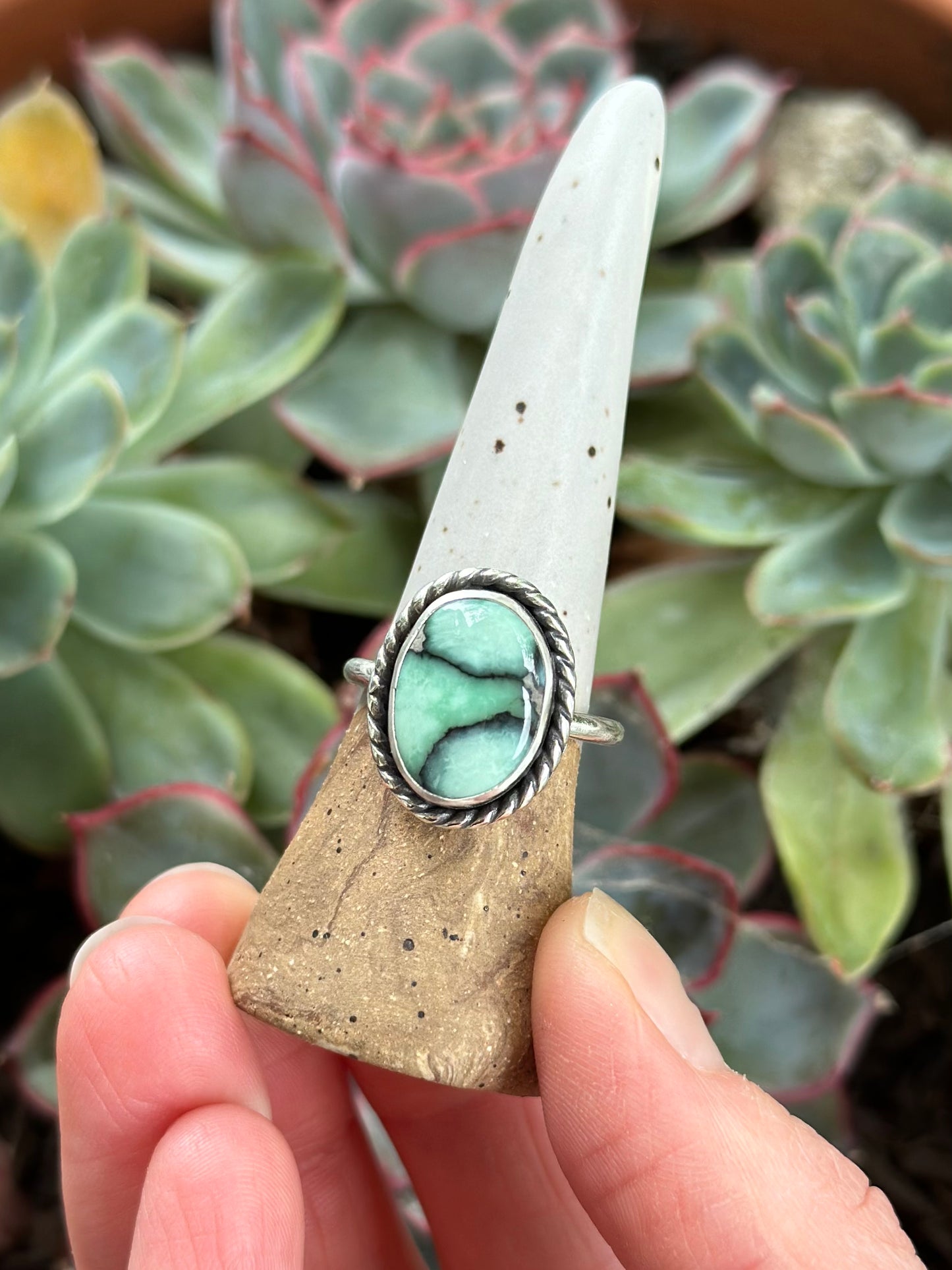 Desert Bloom Variscite Ring in size 7.5 to 7.75