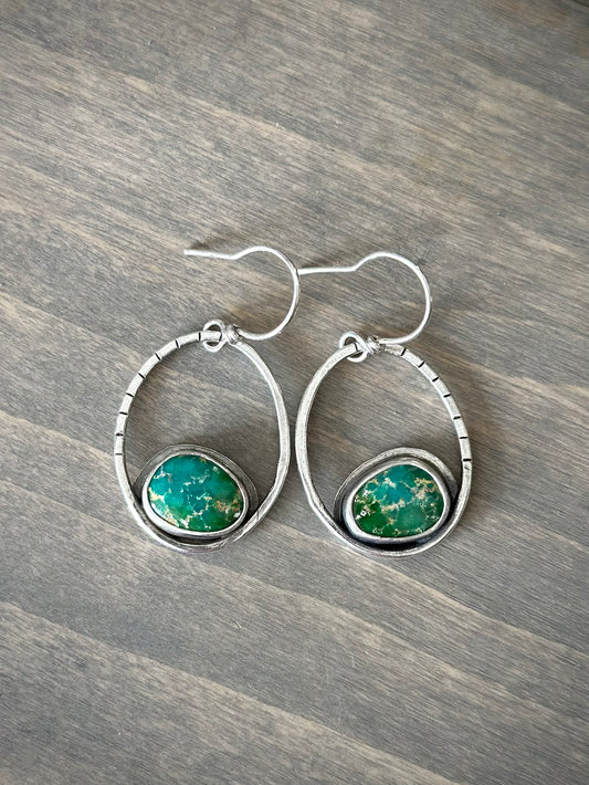 Small Sonoran Turquoise Hoop Earrings in Green