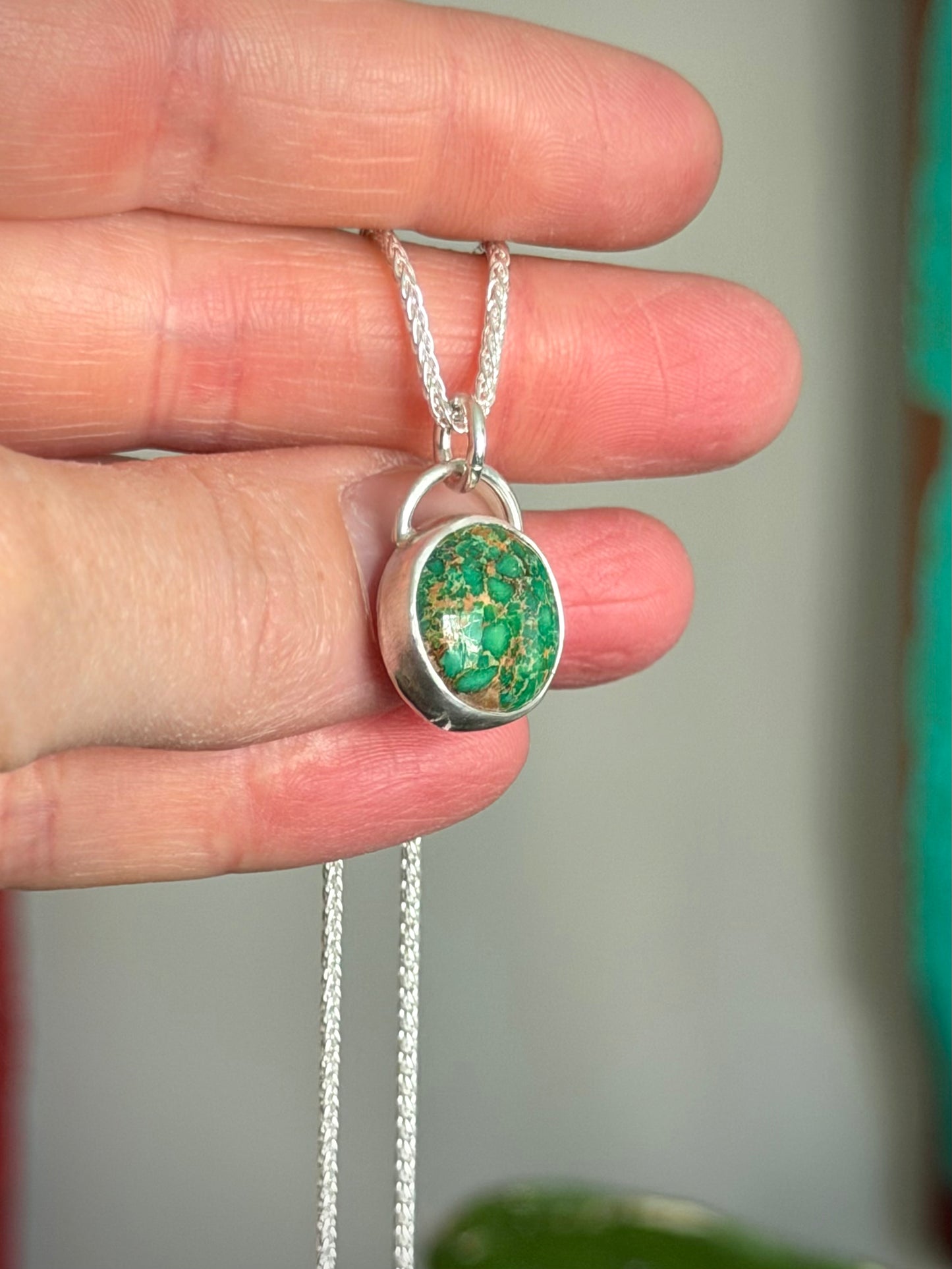Patagonia Turquoise Round Twist Pendant in Green