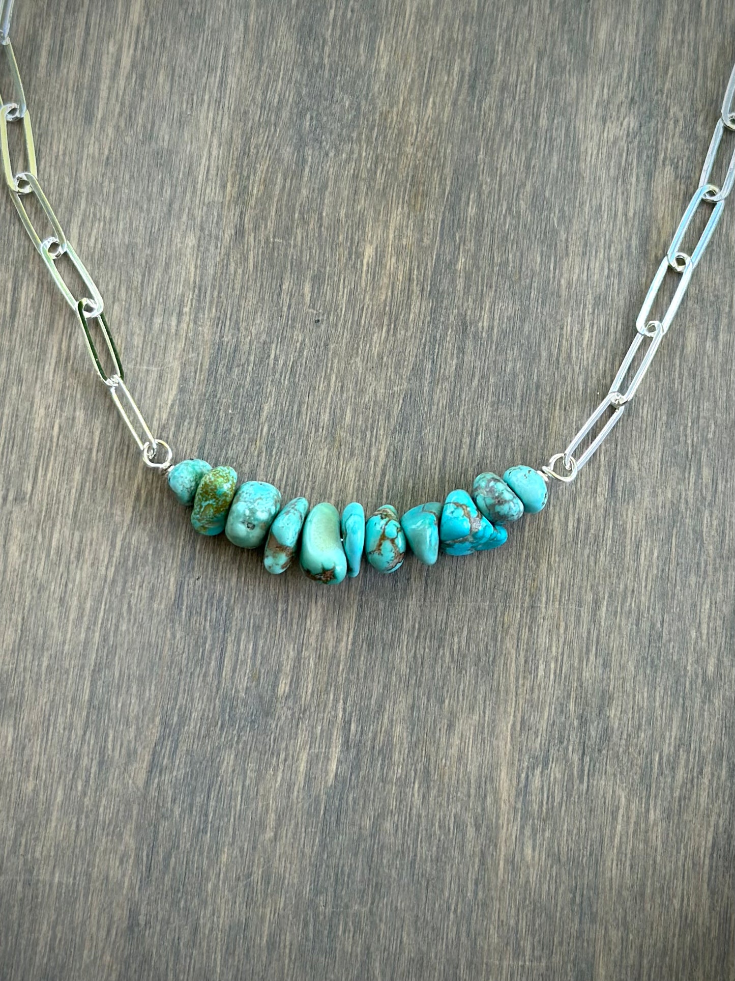 Sierra Nevada Turquoise Bead Paperclip Necklace