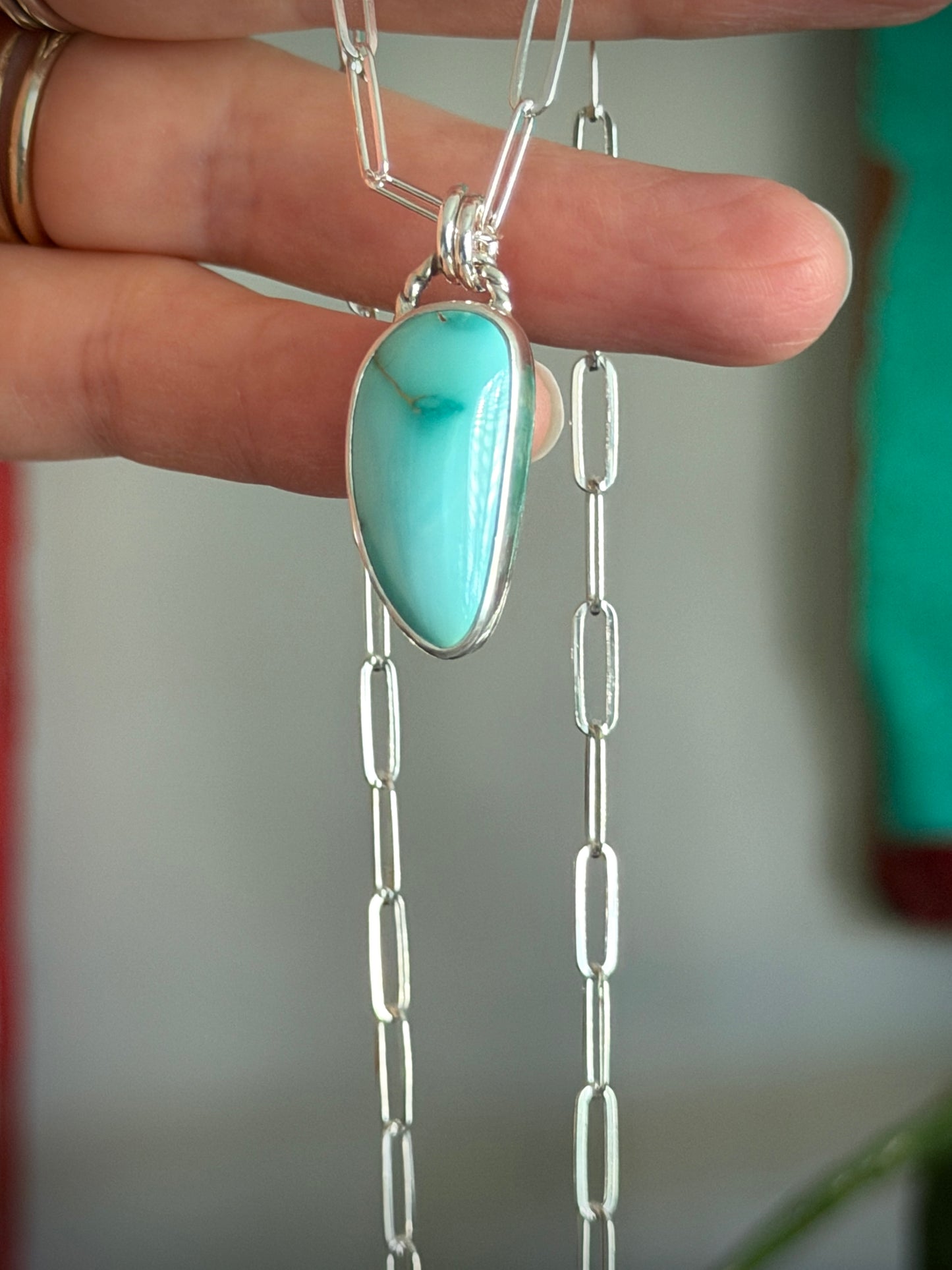 Royston Turquoise Talon Pendant in Pale Blue