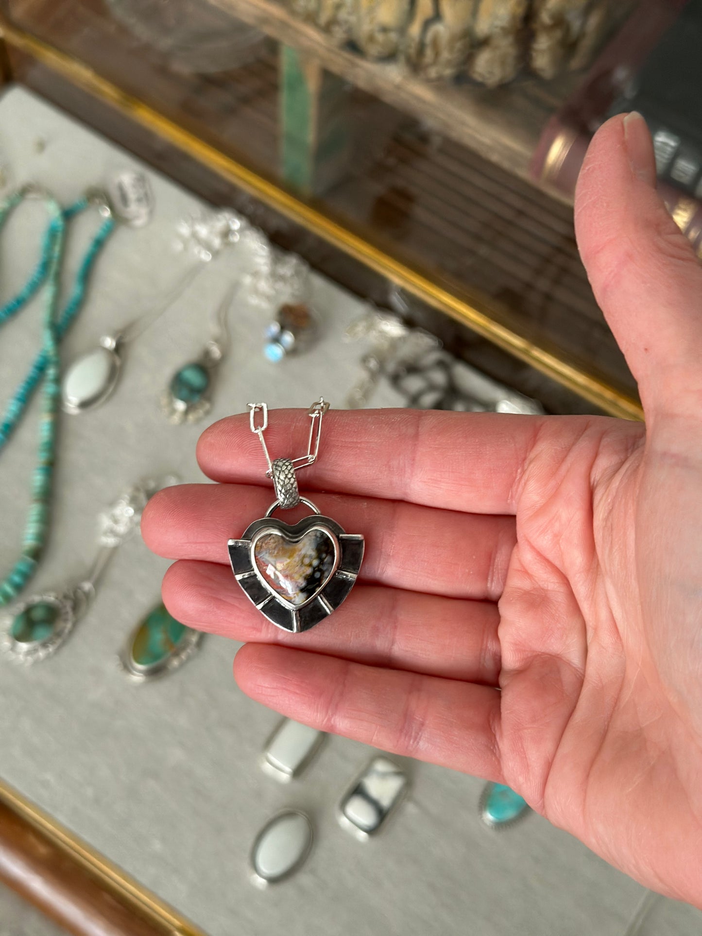 Ocean Jasper Radiant Heart Necklace