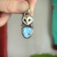 Laura Mears Owl Face Golden Hills Turquoise Pendant with Succulents