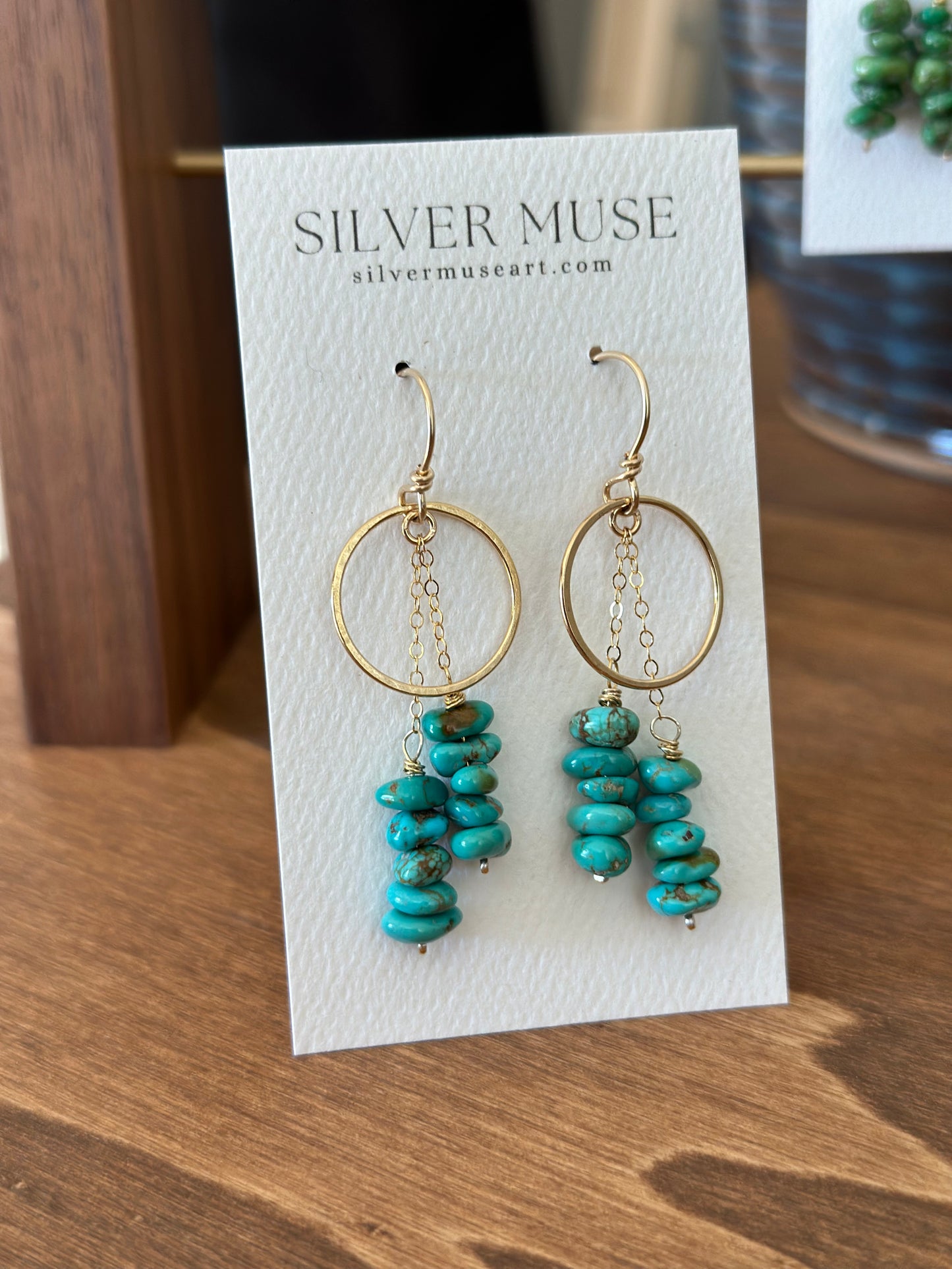 Sierra Nevada Turquoise Bead Earrings in Gold Fill