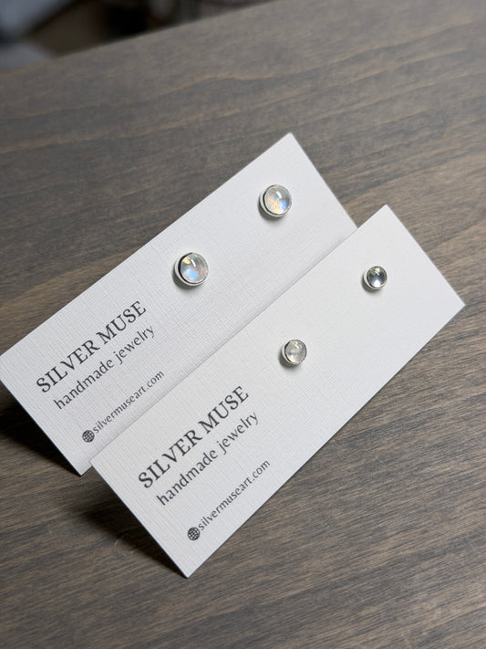 Moonstone Sterling Silver Stud Earrings