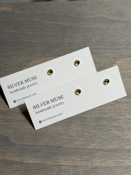 Citrine Sterling Silver Stud Earrings