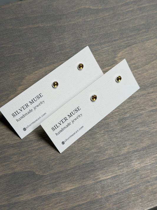 Citrine Sterling Silver Stud Earrings