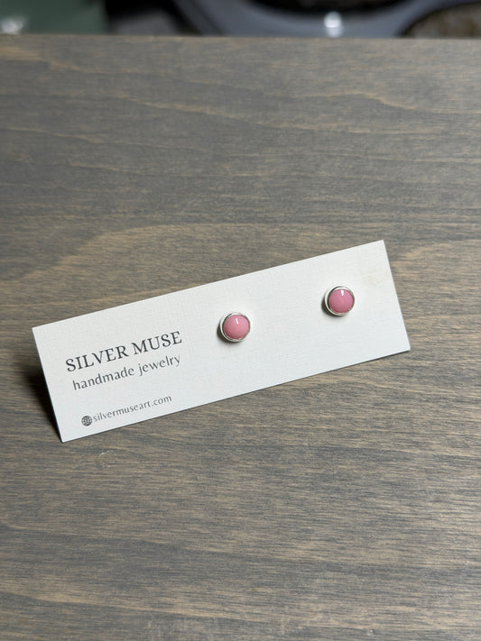 Pink Conch Shell Sterling Silver Stud Earrings