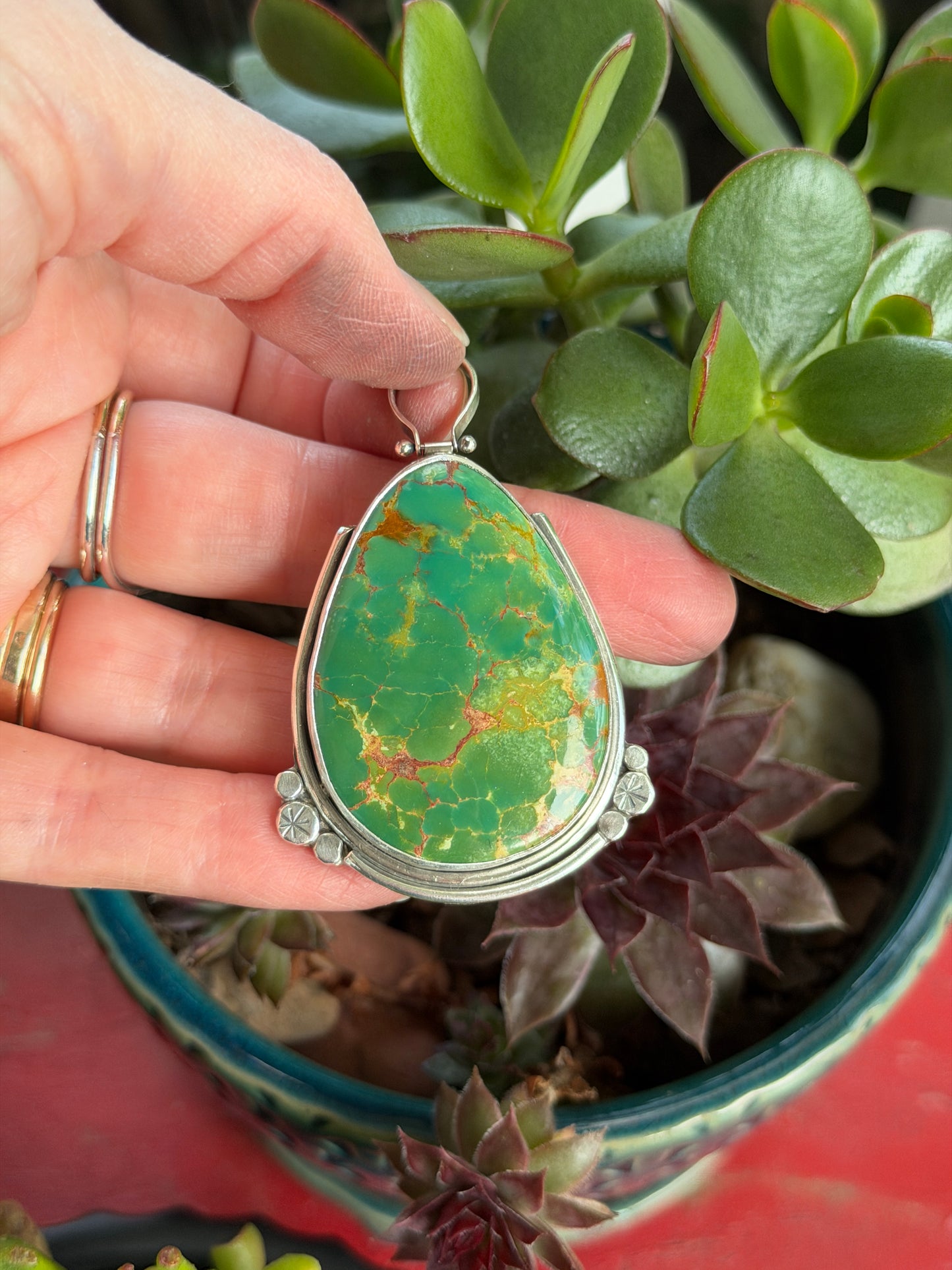 Kingman Turquoise XL Hinge Pendant