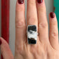 White Buffalo Rectangle Ring size 10 STAMPED BAND