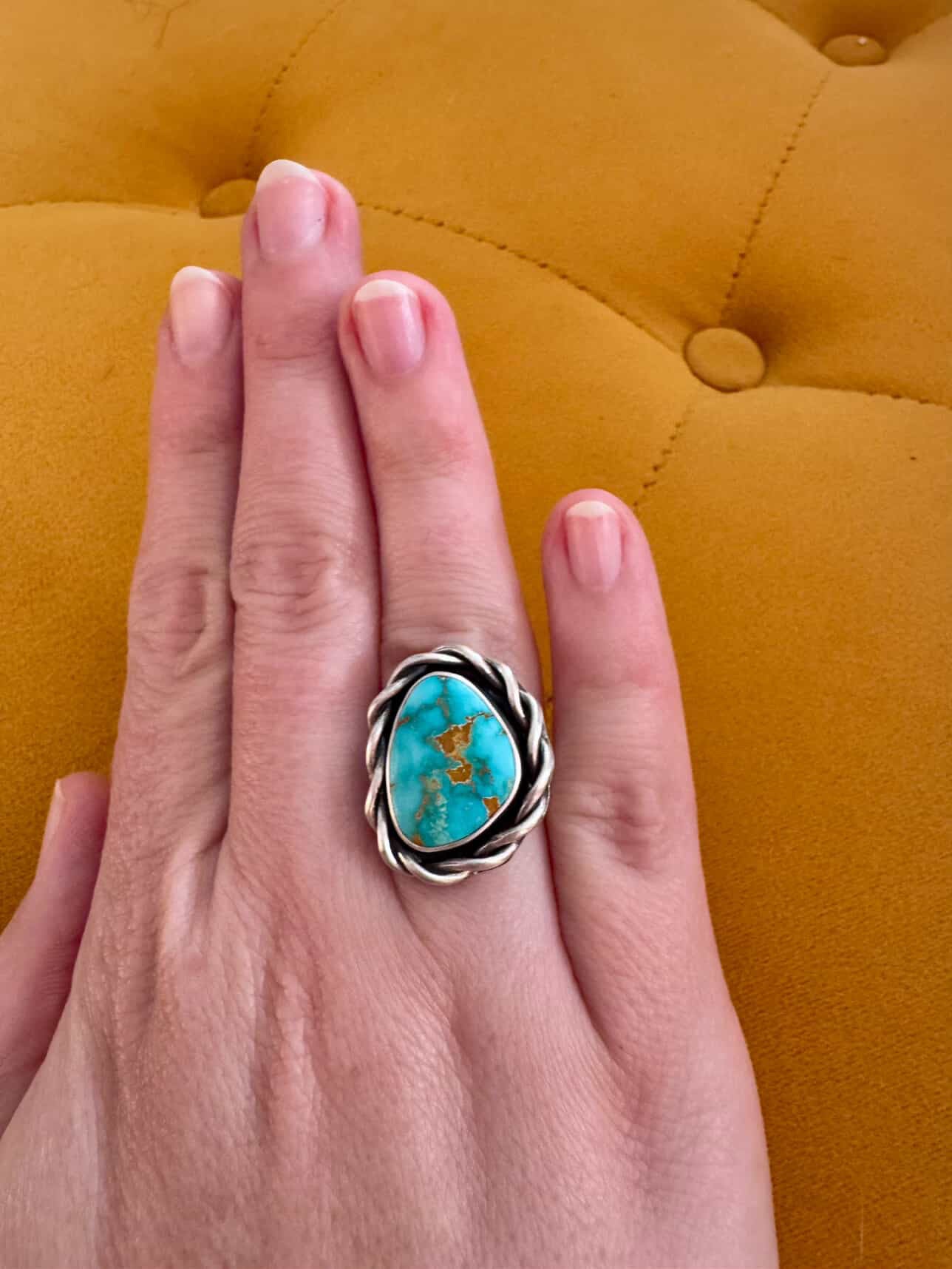 Made to Finish Twisted Thunderbird Turquoise Ring