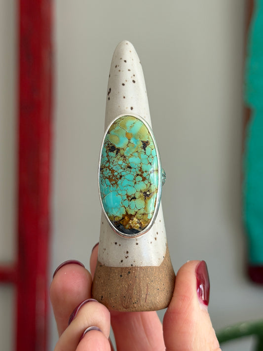Blackjack Turquoise Ring size 8.5 STAMPED BAND
