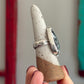 White Buffalo Art Deco Ring size 8.5 STAMPED BAND