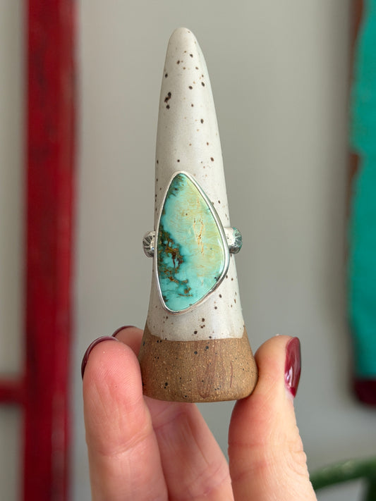 Fox Turquoise Ring size 10 STAMPED BAND