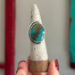 Rising Phoenix Turquoise Art Deco Ring size 7 STAMPED BAND