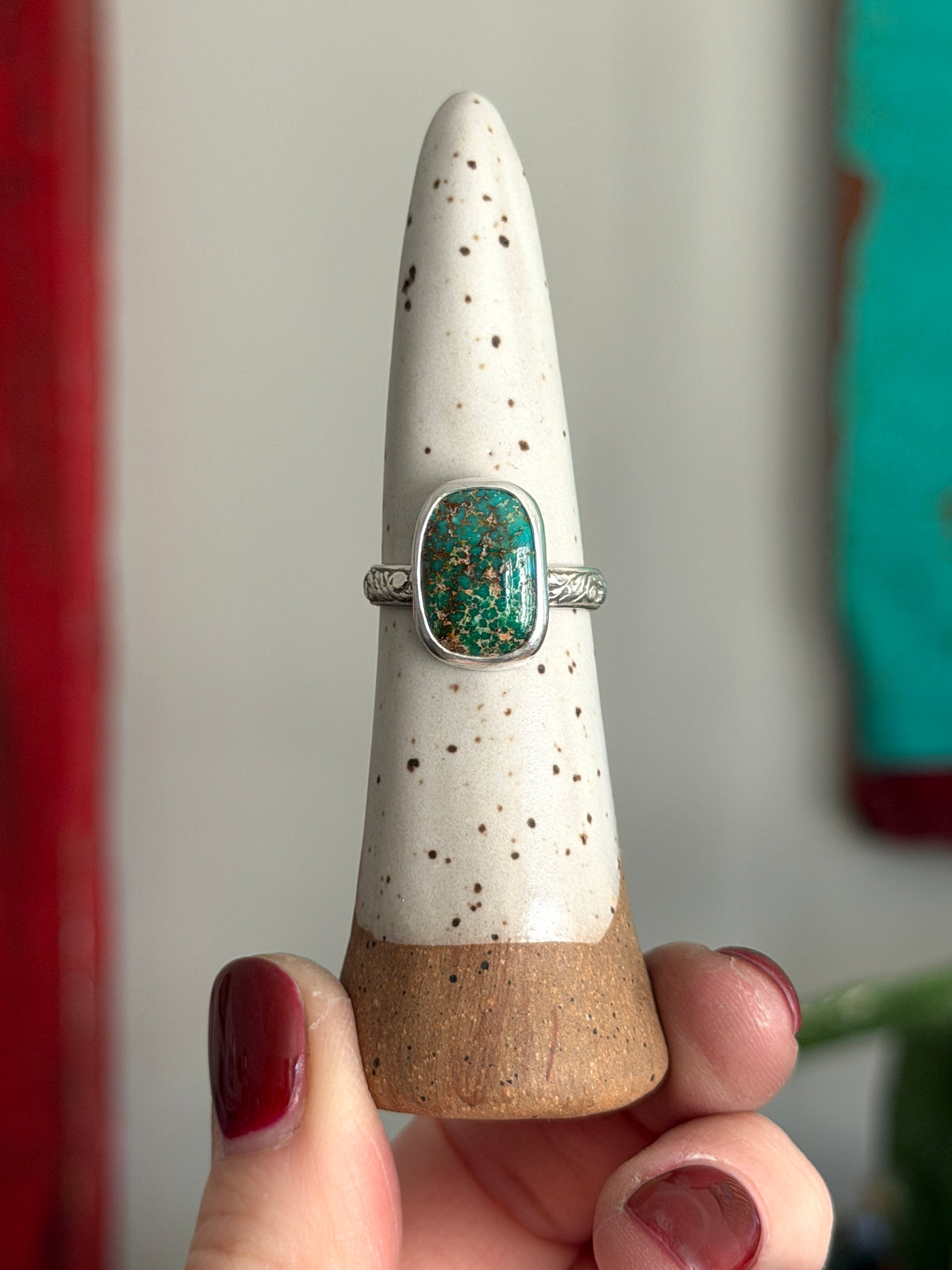 Patagonia Turquoise Ring fleur band size 7.75