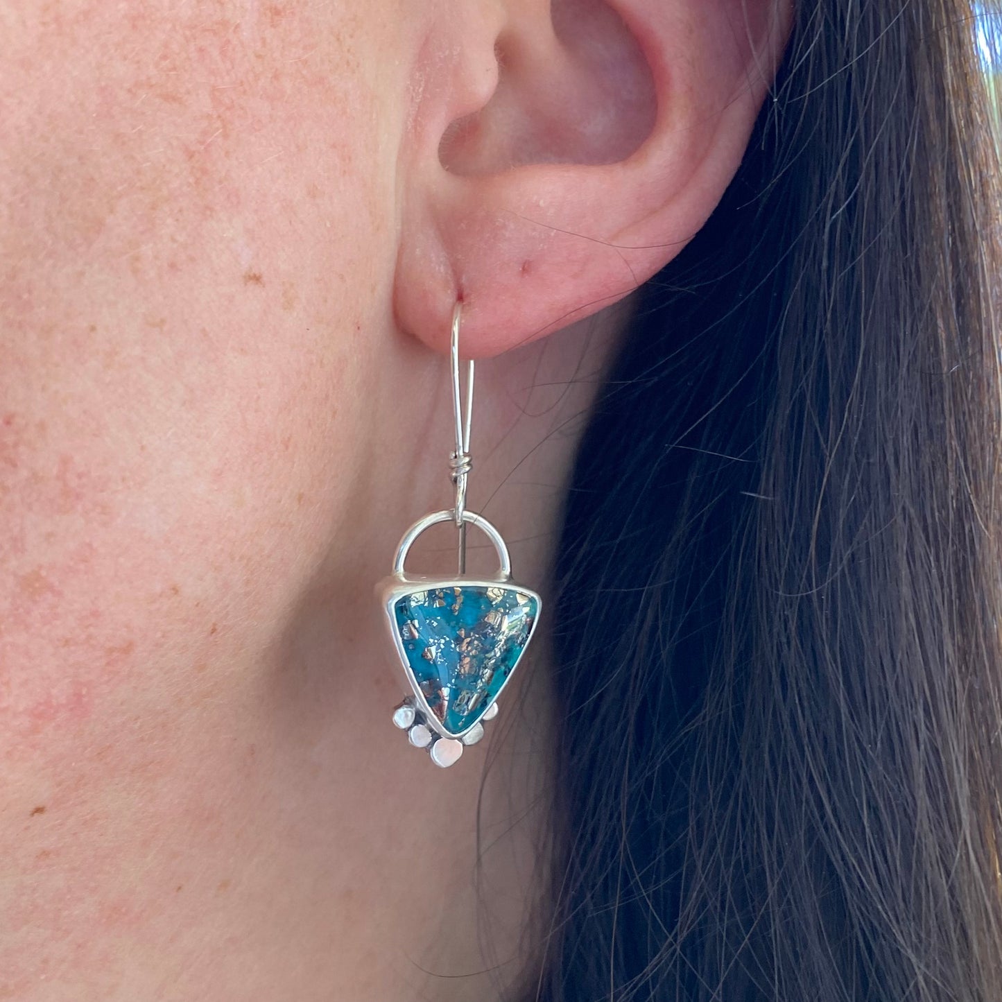 Morenci 2 Turquoise Trillion Earrings