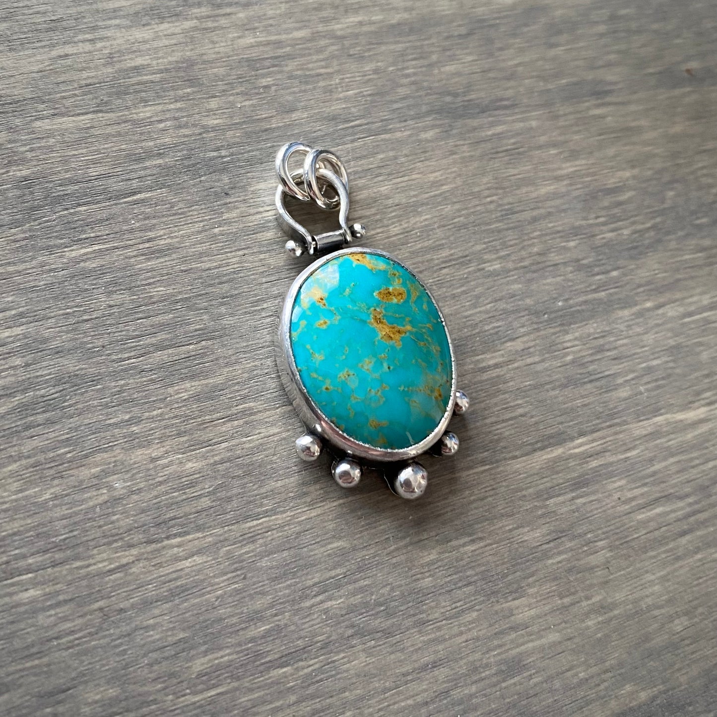 Kingman Gold Turquoise Granulation Pendant v2