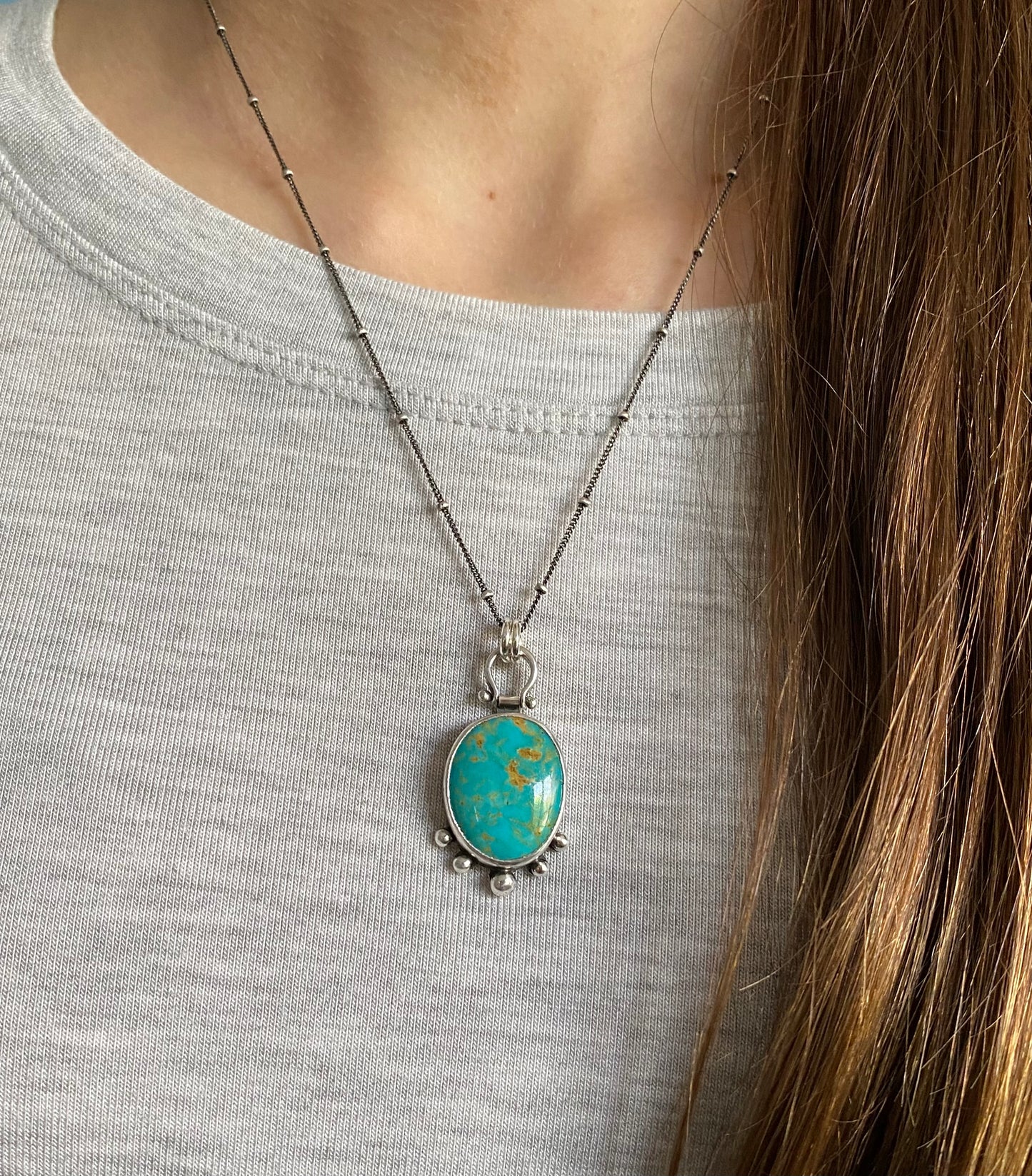 Kingman Gold Turquoise Granulation Pendant v2