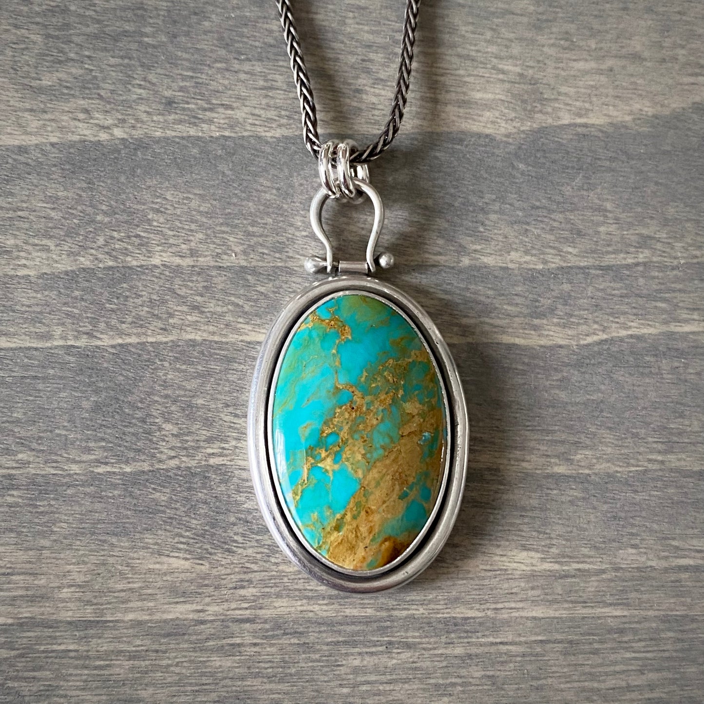 Kingman Gold Turquoise Oval Pendant