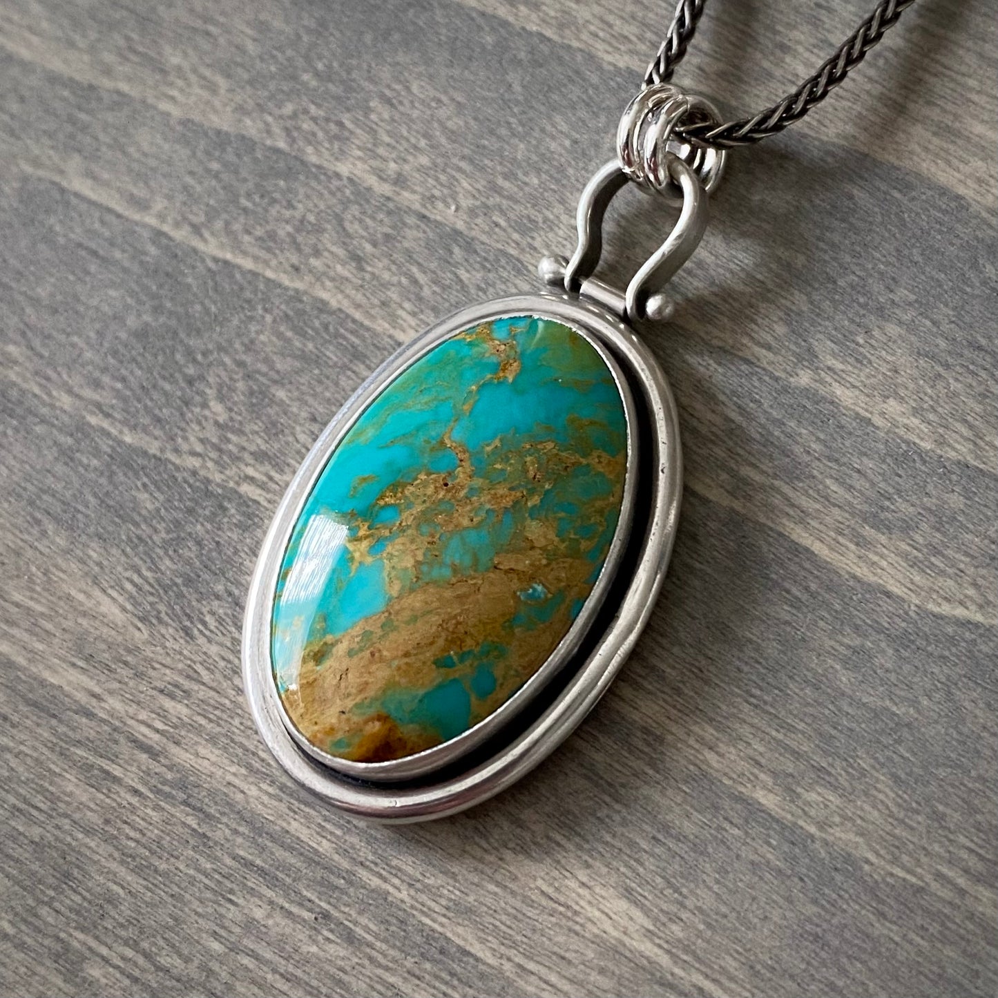 Kingman Gold Turquoise Oval Pendant