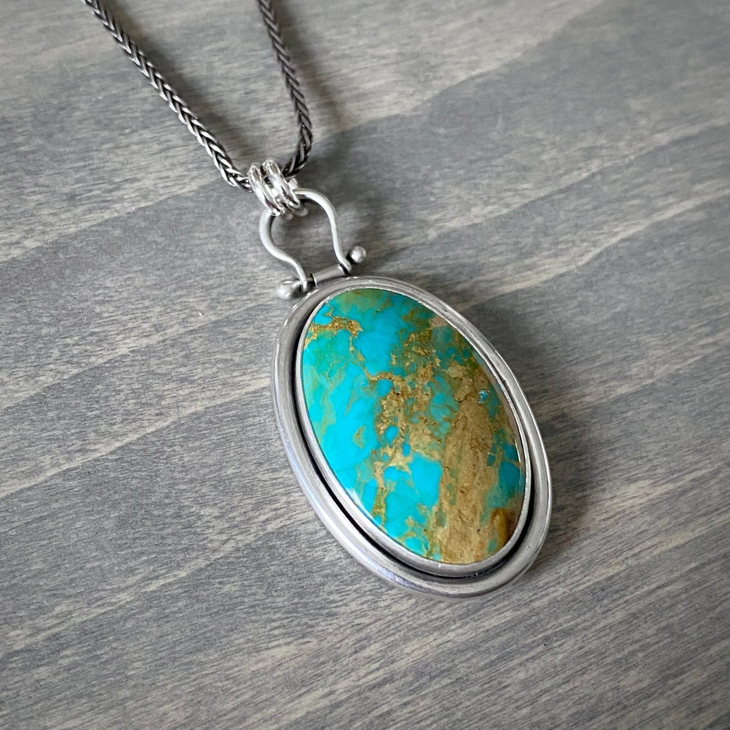 Kingman Gold Turquoise Oval Pendant