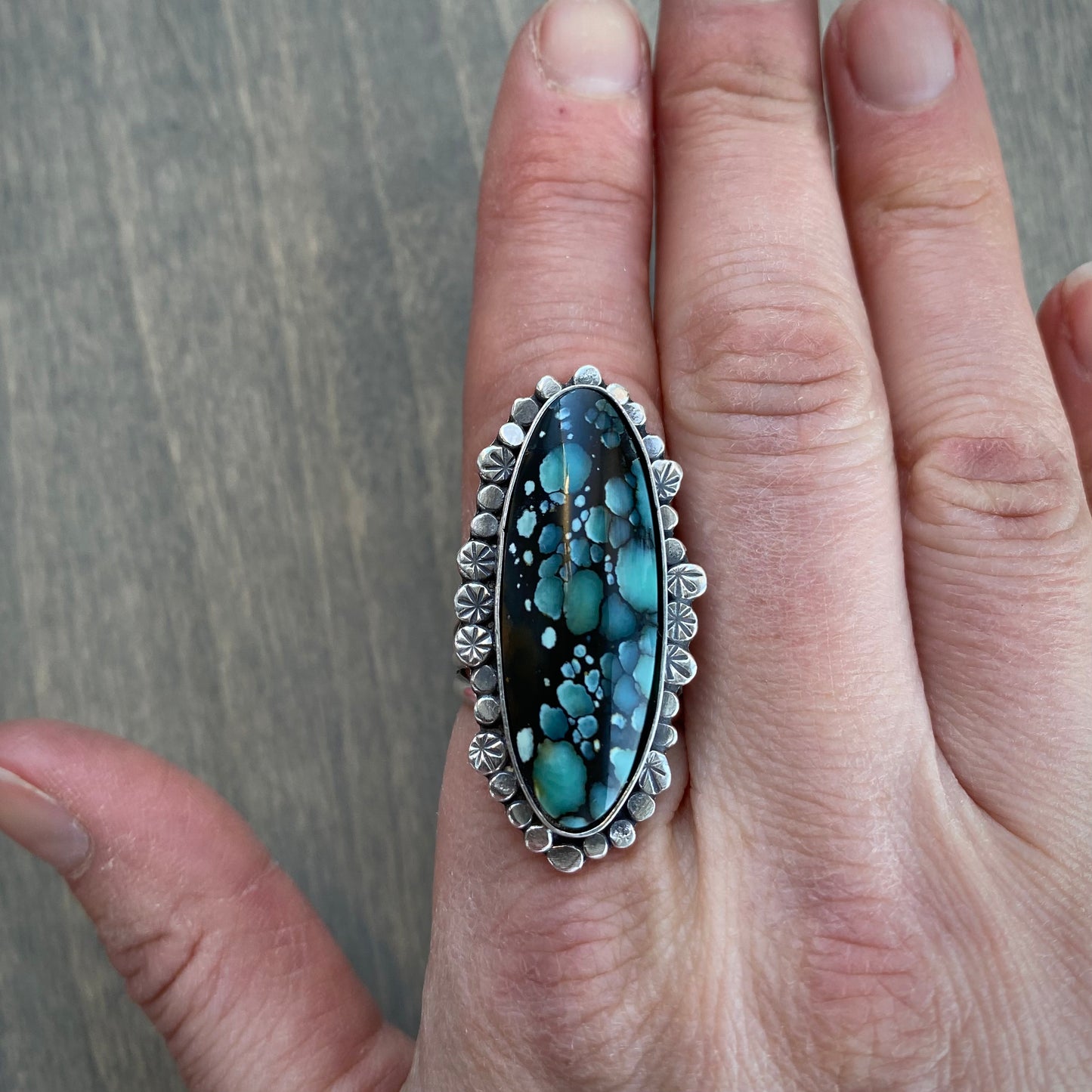 Starry Desert Bloom Variscite Ring